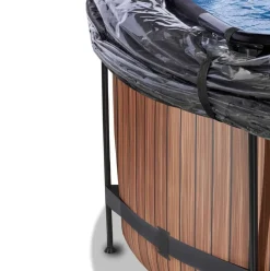 Piscine hors sol ronde grise 360x122 cm + dôme et pompe à chaleur EXIT