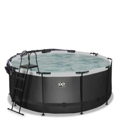 Piscine hors sol ronde grise 360x122 cm + dôme et pompe à chaleur EXIT