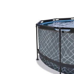 Piscine hors sol ronde grise 360x122 cm + dôme et pompe à chaleur EXIT