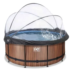 Piscine hors sol ronde grise 360x122 cm + dôme et pompe à chaleur EXIT