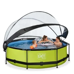 Piscine hors sol ronde grise 300x76 cm + dôme et pompe filtrante EXIT