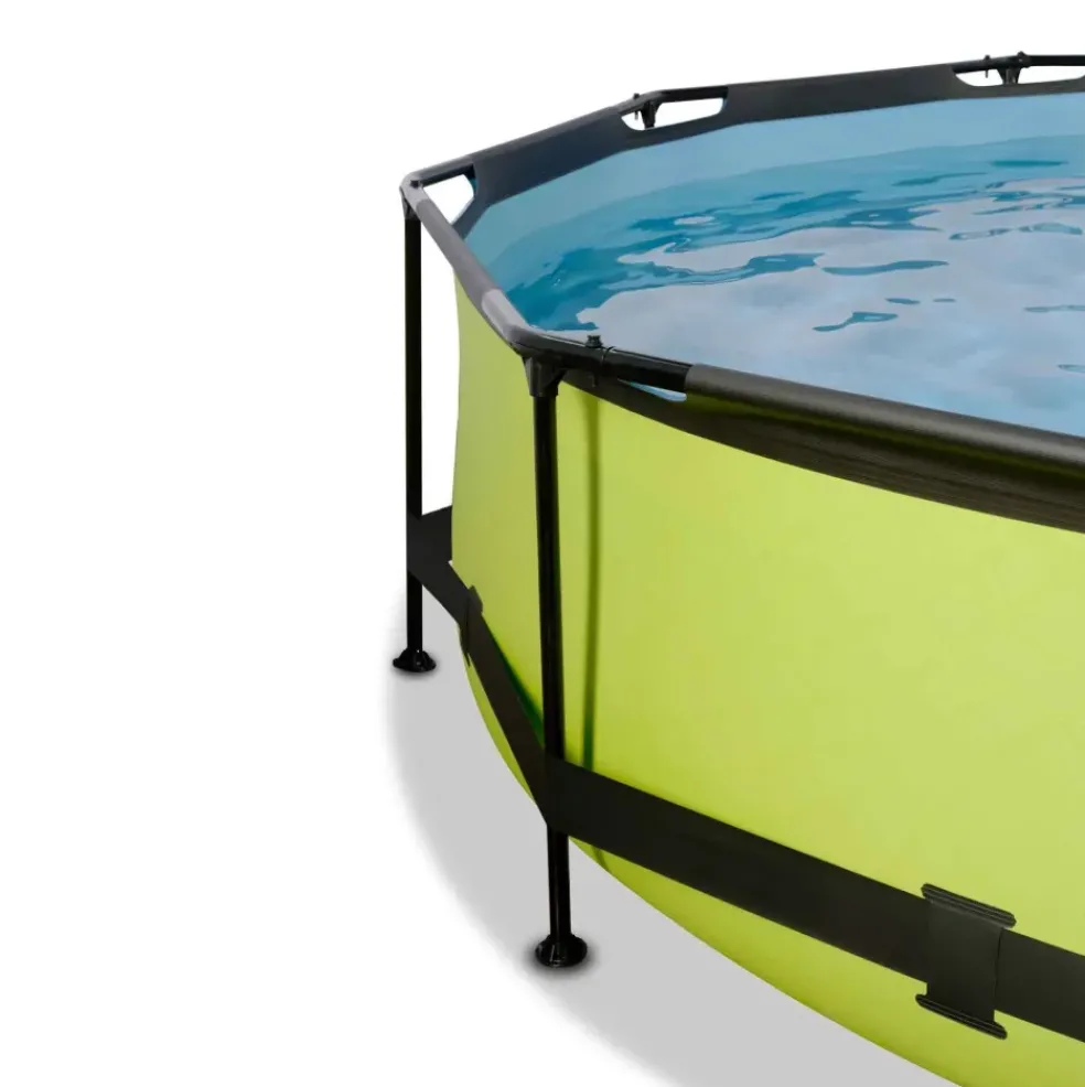 Piscine hors sol ronde grise 300x76 cm + dôme et pompe filtrante EXIT