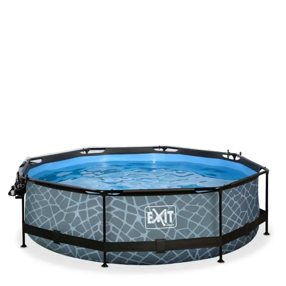 Piscine hors sol ronde grise 300x76 cm + dôme et pompe filtrante EXIT