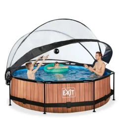 Piscine hors sol ronde grise 300x76 cm + dôme et pompe filtrante EXIT