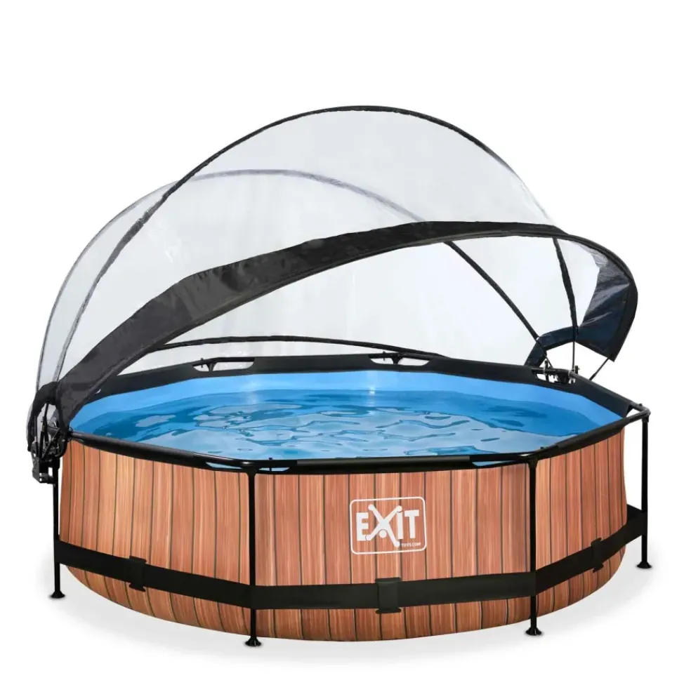 Piscine hors sol ronde grise 300x76 cm + dôme et pompe filtrante EXIT