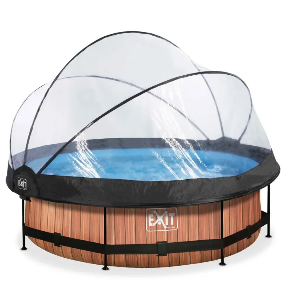 Piscine hors sol ronde grise 300x76 cm + dôme et pompe filtrante EXIT