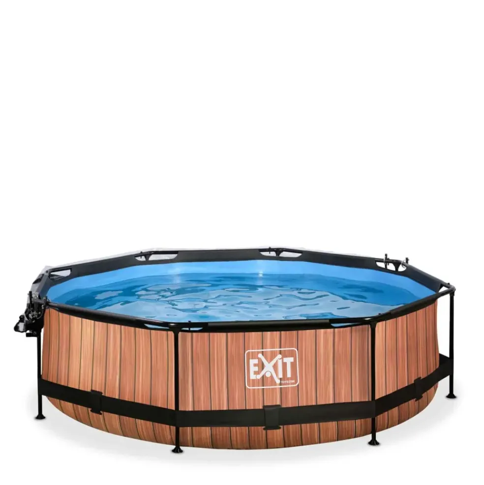 Piscine hors sol ronde grise 300x76 cm + dôme et pompe filtrante EXIT