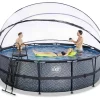 Piscine hors sol ronde grise 488x122cm + dôme et pompe à chaleur EXIT