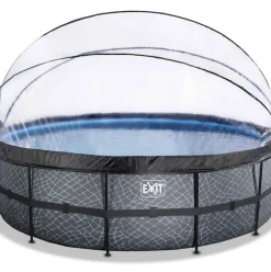 Piscine hors sol ronde grise 488x122cm + dôme et pompe à chaleur EXIT