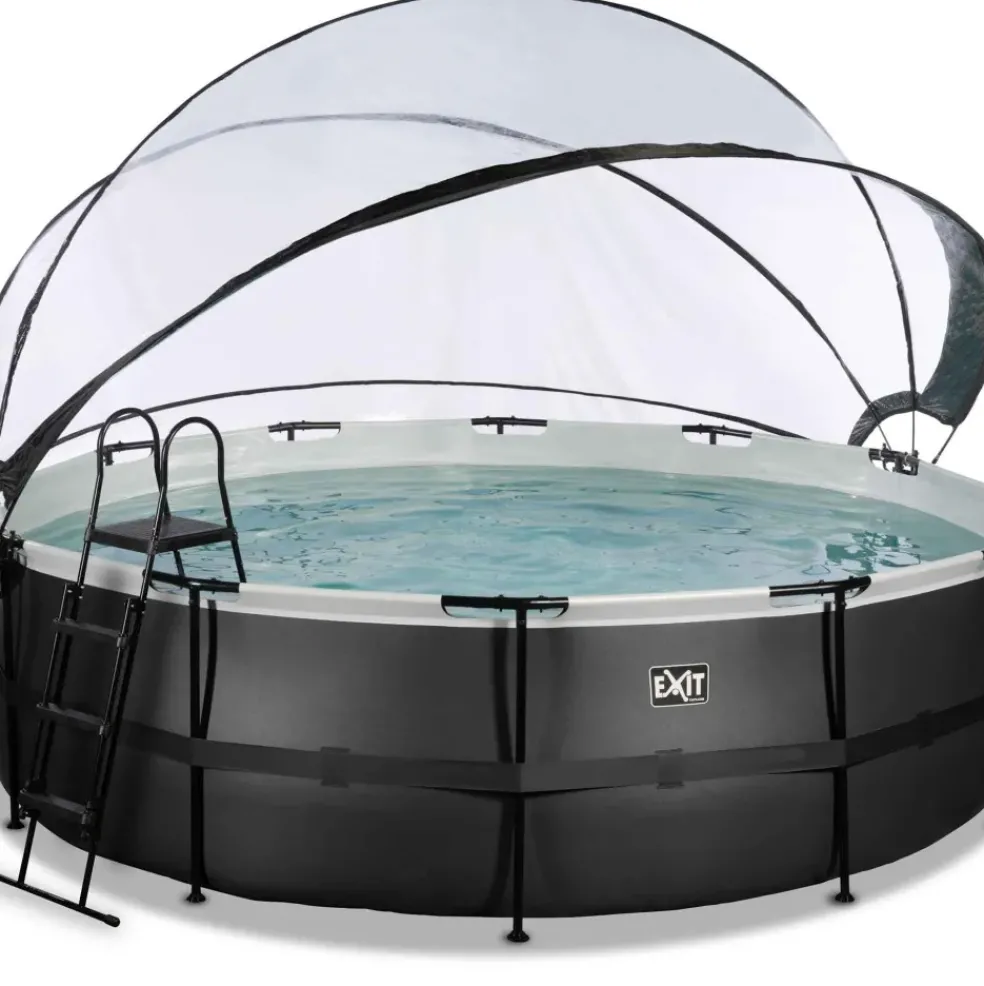 Piscine hors sol ronde grise 488x122cm + dôme et pompe à chaleur EXIT