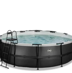 Piscine hors sol ronde grise 488x122cm + dôme et pompe à chaleur EXIT