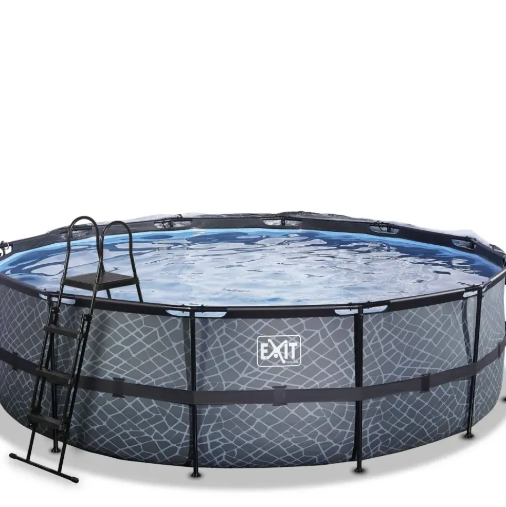 Piscine hors sol ronde grise 488x122cm + dôme et pompe à chaleur EXIT