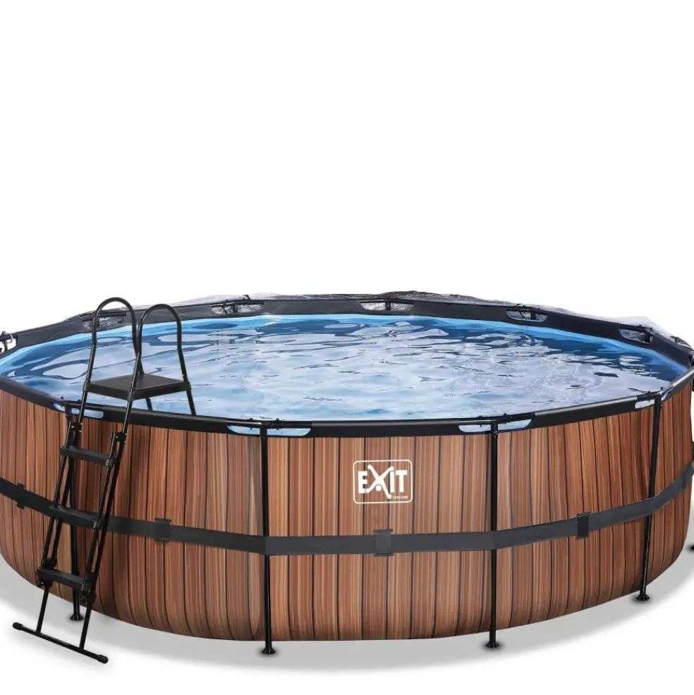 Piscine hors sol ronde grise 488x122cm + dôme et pompe à chaleur EXIT