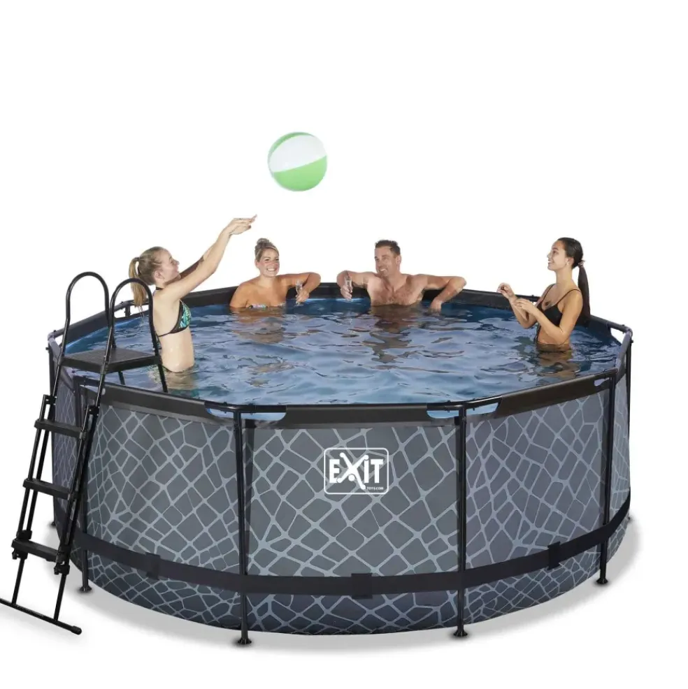 Piscine hors sol ronde grise 360 x 122 cm avec pompe filtrante EXIT