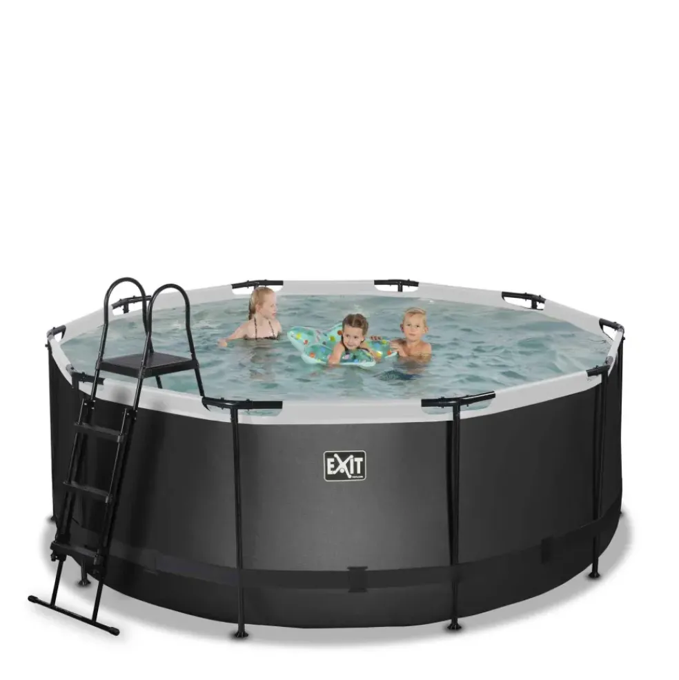 Piscine hors sol ronde grise 360 x 122 cm avec pompe filtrante EXIT