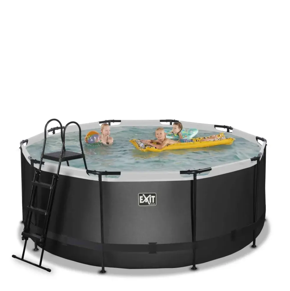Piscine hors sol ronde grise 360 x 122 cm avec pompe filtrante EXIT