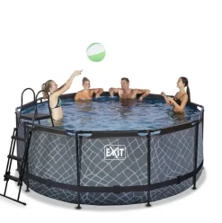 Piscine hors sol ronde grise 360 x 122 cm avec pompe filtrante EXIT