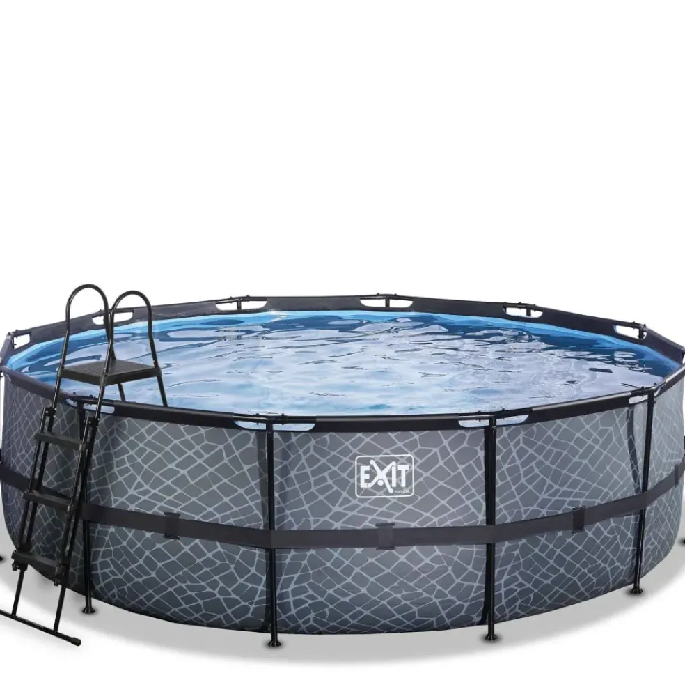 Piscine hors sol ronde grise 450x122cm avec pompe filtrante sable EXIT