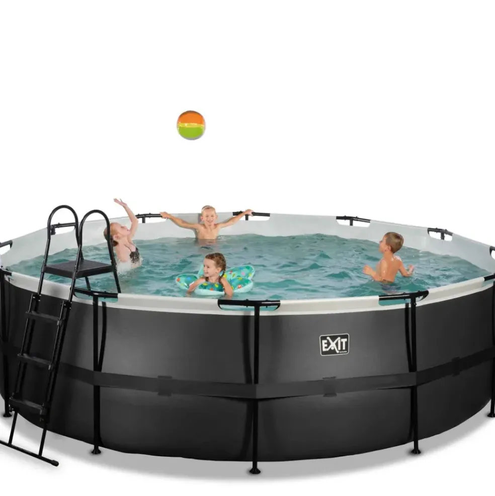 Piscine hors sol ronde grise 450x122cm avec pompe filtrante sable EXIT