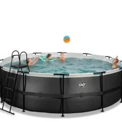 Piscine hors sol ronde grise 450x122cm avec pompe filtrante sable EXIT