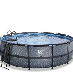 Piscine hors sol ronde grise 450x122cm avec pompe filtrante sable EXIT