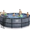 Piscine hors sol ronde grise 488x122cm avec pompe filtrante sable EXIT