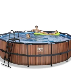 Piscine hors sol ronde grise 488x122cm avec pompe filtrante sable EXIT