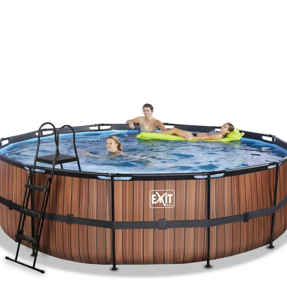 Piscine hors sol ronde grise 488x122cm avec pompe filtrante sable EXIT