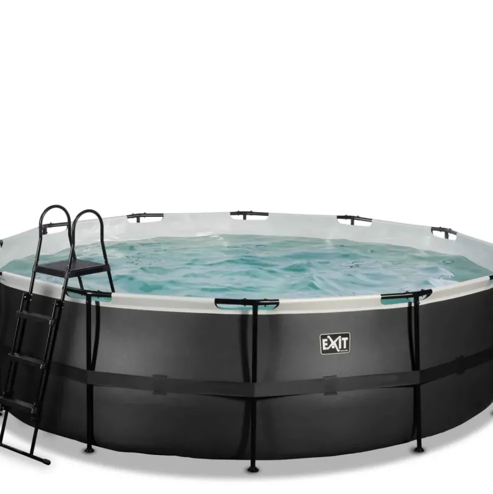 Piscine hors sol ronde grise 488x122cm avec pompe filtrante sable EXIT