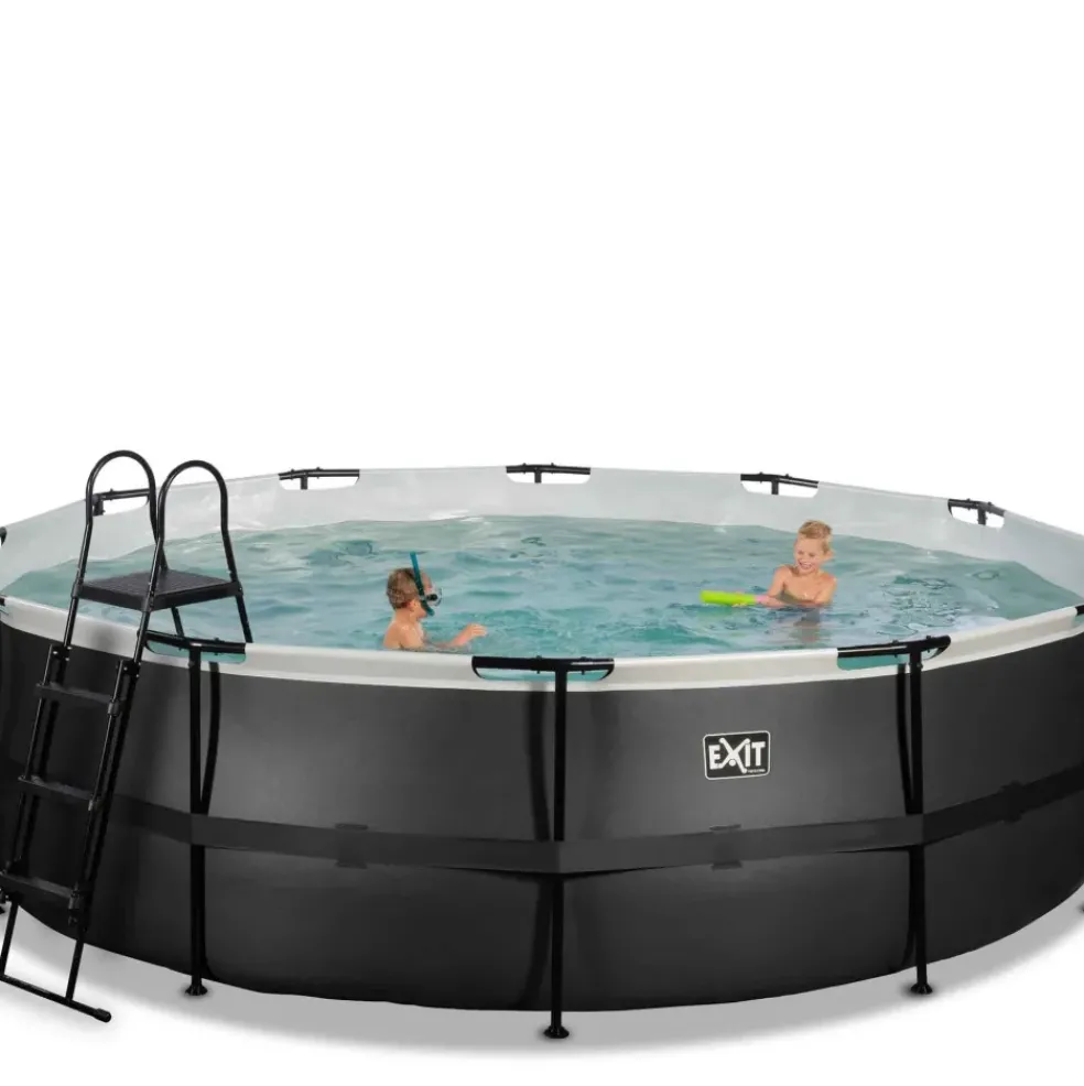 Piscine hors sol ronde grise 488x122cm avec pompe filtrante sable EXIT