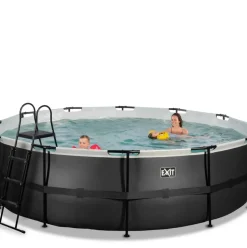 Piscine hors sol ronde grise 488x122cm avec pompe filtrante sable EXIT