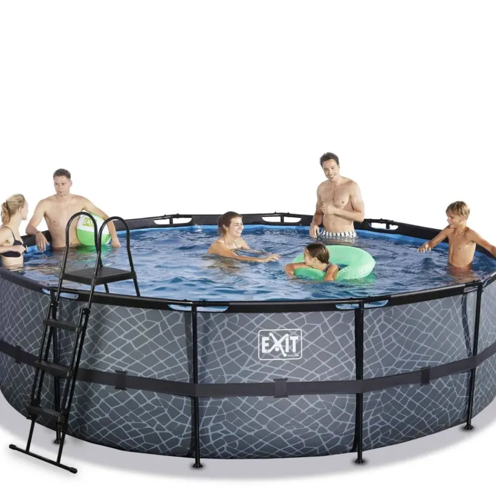 Piscine hors sol ronde grise 488x122cm avec pompe filtrante sable EXIT