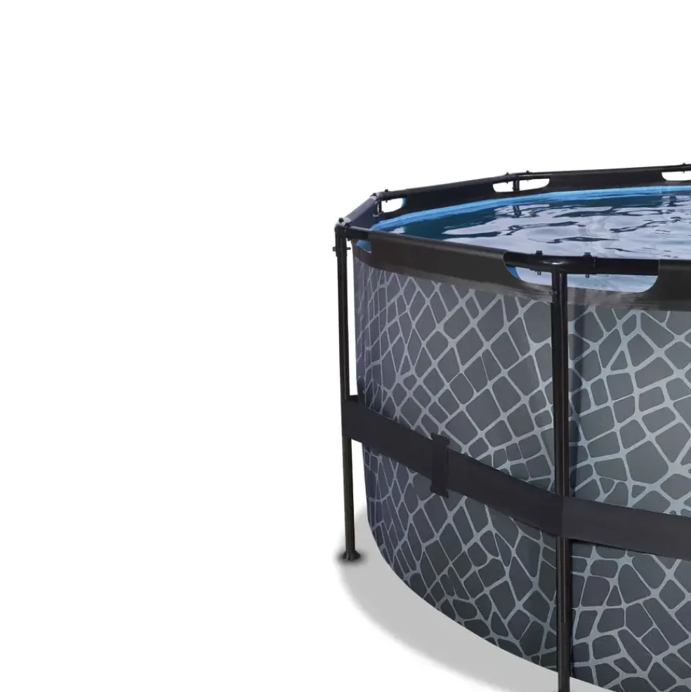 Piscine hors sol ronde grise 488x122cm avec pompe filtrante sable EXIT