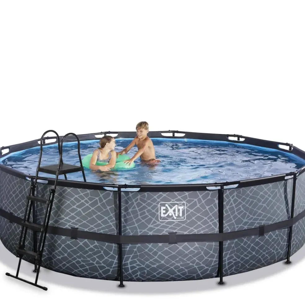 Piscine hors sol ronde grise 488x122cm avec pompe filtrante sable EXIT