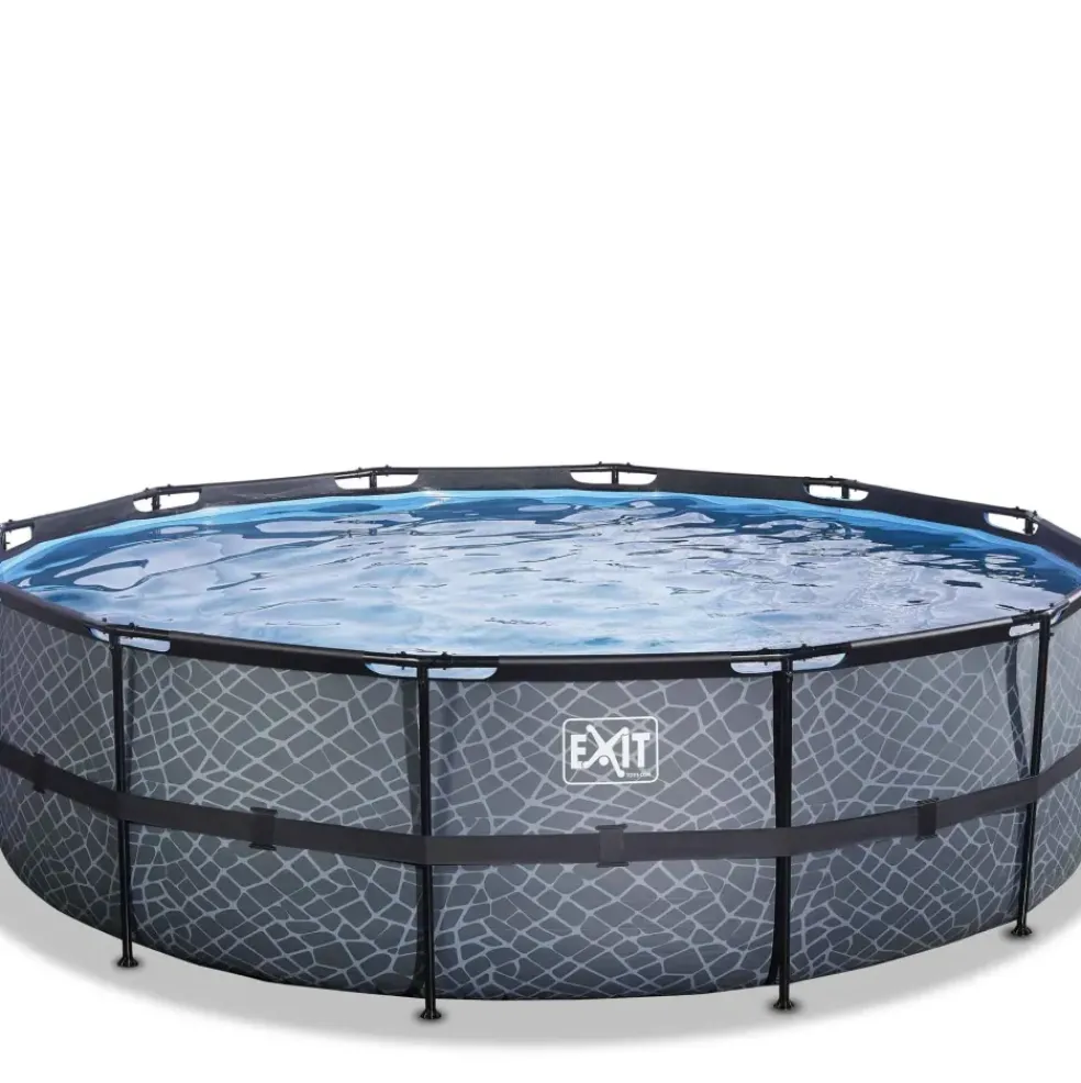 Piscine hors sol ronde grise 488x122cm avec pompe filtrante sable EXIT