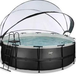 Piscine hors sol ronde grise 427x122cm + dôme et pompe à chaleur EXIT
