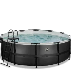 Piscine hors sol ronde grise 427x122cm + dôme et pompe à chaleur EXIT