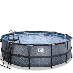Piscine hors sol ronde grise 427x122cm + dôme et pompe à chaleur EXIT