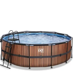 Piscine hors sol ronde grise 427x122cm + dôme et pompe à chaleur EXIT