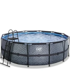 Piscine hors sol ronde grise 427x122cm +pompe filtrante sable EXIT