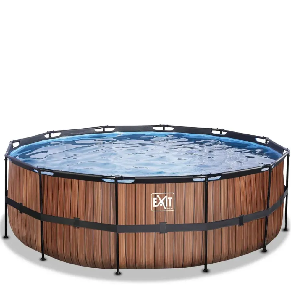 Piscine hors sol ronde grise 427x122cm +pompe filtrante sable EXIT