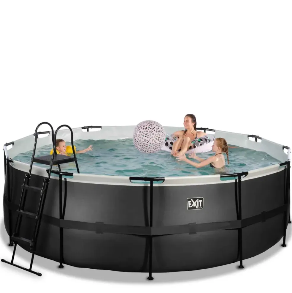 Piscine hors sol ronde grise 427x122cm +pompe filtrante sable EXIT
