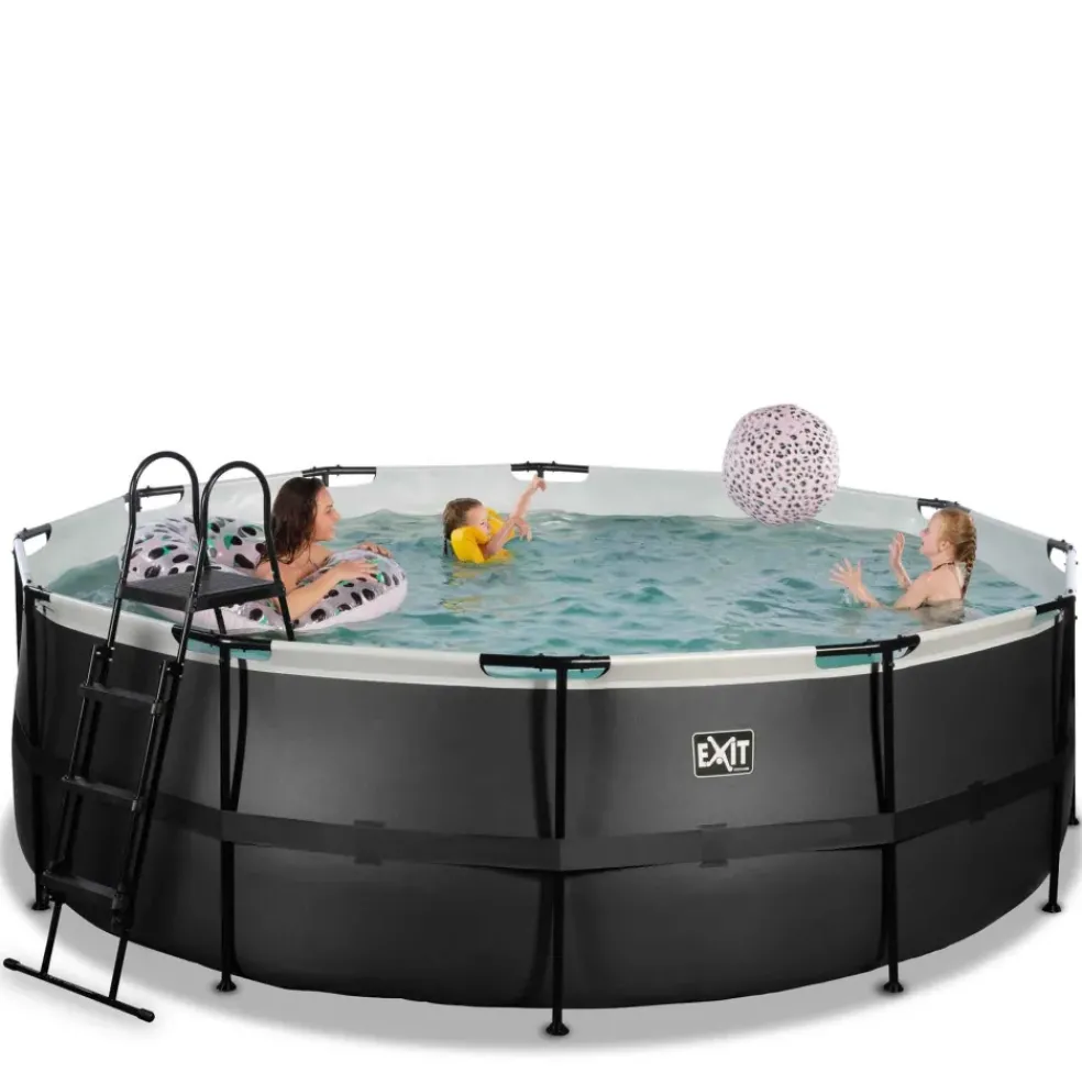 Piscine hors sol ronde grise 427x122cm +pompe filtrante sable EXIT