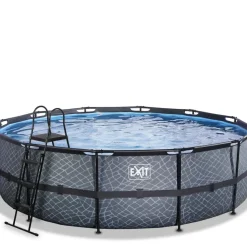 Piscine hors sol tubulaire ronde grise 488x122cm +pompe filtrante EXIT