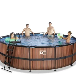 Piscine hors sol tubulaire ronde grise 488x122cm +pompe filtrante EXIT