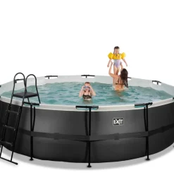 Piscine hors sol tubulaire ronde grise 488x122cm +pompe filtrante EXIT