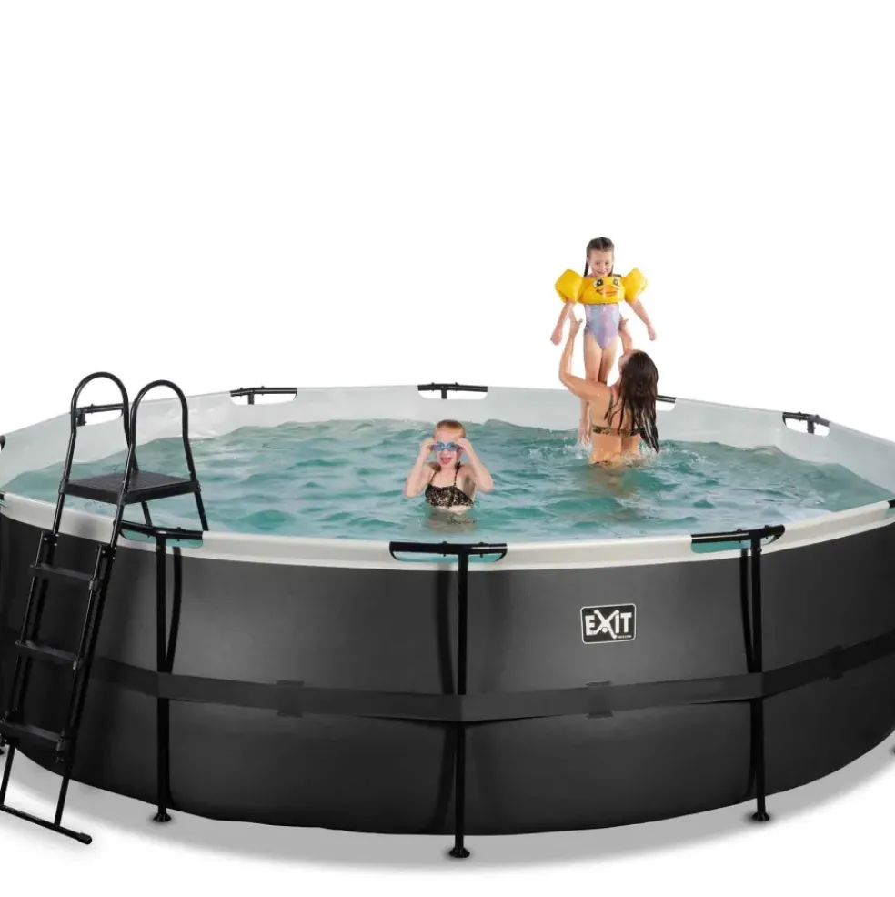 Piscine hors sol tubulaire ronde grise 488x122cm +pompe filtrante EXIT