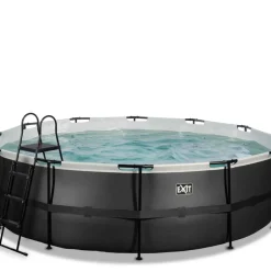 Piscine hors sol tubulaire ronde grise 488x122cm +pompe filtrante EXIT