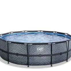 Piscine hors sol tubulaire ronde grise 488x122cm +pompe filtrante EXIT