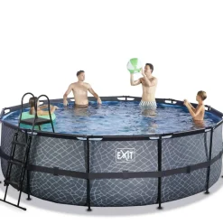 Piscine hors sol tubulaire ronde grise 450x122cm +pompe filtrante EXIT